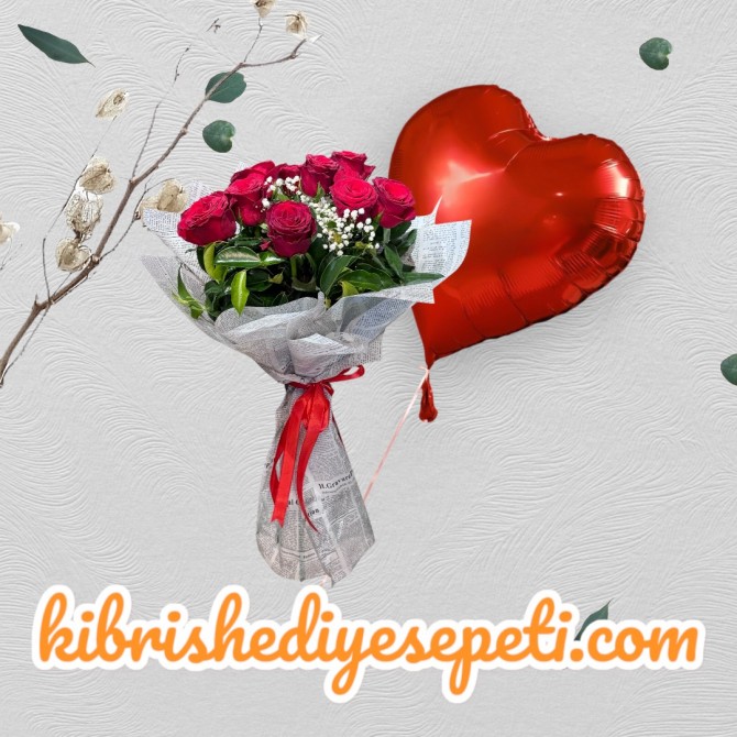 11 Kırmızı Gül Buketi ve Balon